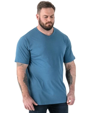 Duża koszulka męska z dekoltem w serek Duke D555 Signature V-neck teal (7XL) | 7XL