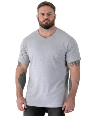Duża koszulka męska z dekoltem w serek Duke D555 Signature V-neck jasnoszara (3XL) | 3XL