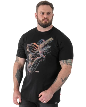Duży męski t-shirt z nadrukiem gitary Elliott Duke D555 czarny (10XL) | 10XL