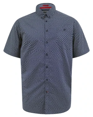 Duża męska wzorzysta koszula z krótkim rękawem Duke D555 Melrose granatowa (7XL) | 7XL