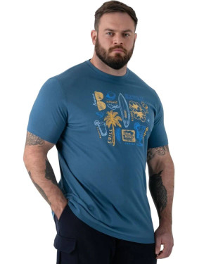 Duży męski t-shirt z wakacyjnym nadrukiem Hovell Duke D555 morski (4XL) | 4XL