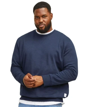 Duża męska gładka bluza wkładana przez głowę Jack & Jones 12182567 granatowa (8XL) | 8XL