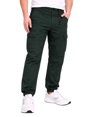 Duże męskie spodnie bojówki ze ściągaczami Double Urban Outfitters CCP-4013 ciemnozielone (48R) | 48R