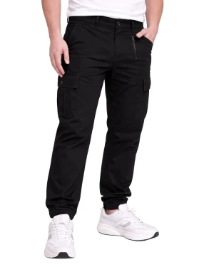 Duże męskie spodnie bojówki ze ściągaczami Double Urban Outfitters CCP-4013 czarne (46R) | 46R