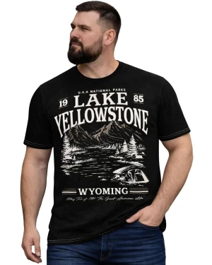 Duża męski t-shirt koszulka z nadrukiem Kam 5792 czarna (3XL) | 3XL