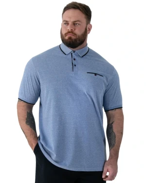Duża męska koszulka polo z krótkim rękawem Harvey 1 Duke D555 błękitna (3XL) | 3XL