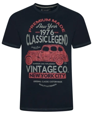 Duża męska koszulka t-shirt z  dużym nadrukiem Kam 5808 granatowy (4XL) | 4XL