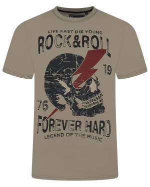 Duża męska koszulka t-shirt z dużym nadrukiem Kam 5805 khaki (2XL) | 2XL