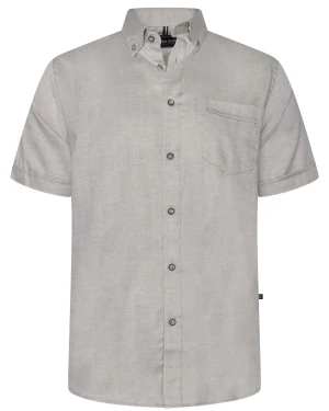 Duża męska koszula z krótkim rękawem Kam 6384 beżowa (3XL) | 3XL