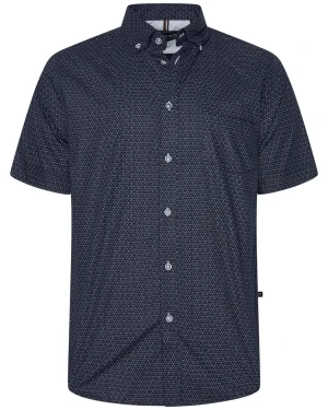 Duża męska wzorzysta koszula z krótkim rękawem Kam 6389 granatowa (5XL) | 5XL