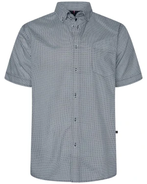 Duża męska wzorzysta koszula z krótkim rękawem Kam 6390 granatowa (2XL) | 2XL