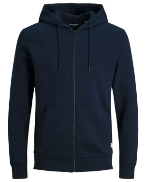 Duża męska gładka bluza rozpinana z kapturem Jack & Jones 12182493 granatowa (7XL) | 7XL
