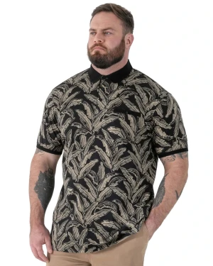 Duża męska koszulka polo wzorzysta z krótkim rękawem Palmer Duke D555 czarna (4XL) | 4XL