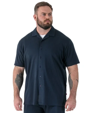 Duża męska gładka koszula z krótkim rękawem Connor Duke D555 granatowa (6XL) | 6XL