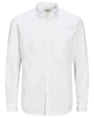 Duża męska koszula z długim rękawem gładka Jack & Jones 12235157 biała (8XL) | 8XL