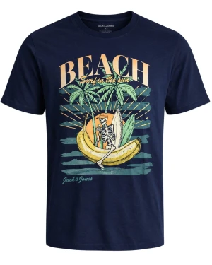 Duża męska koszulka krótki rękaw t-shirt z nadrukiem Jack & Jones 12295990 granatowy (4XL) | 4XL