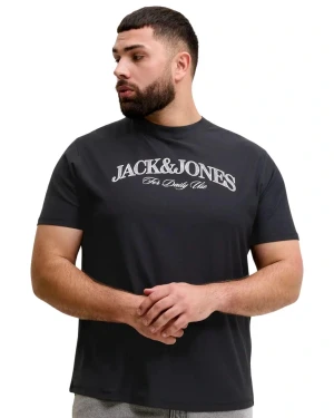 Duża męska koszulka krótki rękaw t-shirt z nadrukiem Jack & Jones 12297126 czarny (4XL) | 4XL