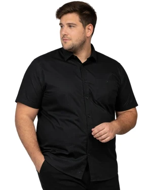 Duża męska bawełniana koszula krótki rękaw Double GS-5073 czarna (8XL) | 8XL