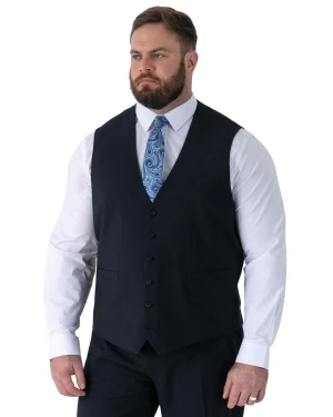 Duża męska elegancka kamizelka zapinana na guziki Duke Ted ciemnogranatowa (64XL) | 64XL