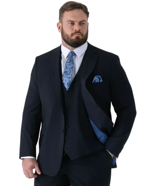 Duża męska gładka elegancka marynarka wizytowa Duke Ted ciemnogranatowa (56L) | 56L