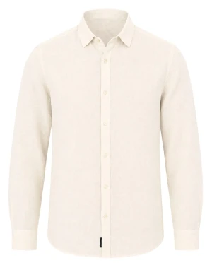Duża męska koszula długi rękaw gładka lniana Double Urban Outfitters GS-5190 biała (4XL) | 4XL