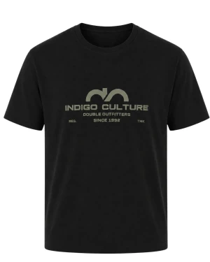 Duża męska koszulka z nadrukiem krótki rękaw t-shirt Double TS-9124 czarny (7XL) | 7XL