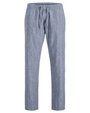 Duże męskie spodnie chinosy w paski z lnem Jack & Jones 12302383 niebieskie (50S) | 50S