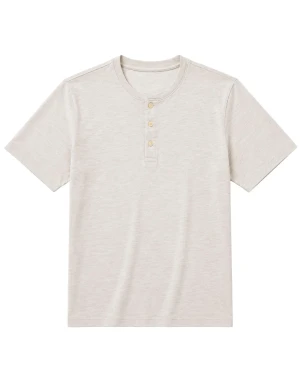 Duża męska gładka koszulka na guziki krótki rękaw t-shirt Double Urban Outfitters TS-9146 jasnoszary (8XL) | 8XL