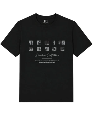 Duża męska koszulka krótki rękaw t-shirt Double Urban Outfitters TS-9131 czarny (7XL) | 7XL