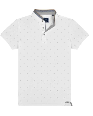 Duża męska koszulka polo na stójce wzorzysta Double Urban Outfitters PS-3082 biała (5XL) | 5XL