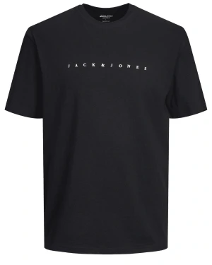 Duża męska koszulka z napisem Jack & Jones 12243625 czarna (8XL) | 8XL