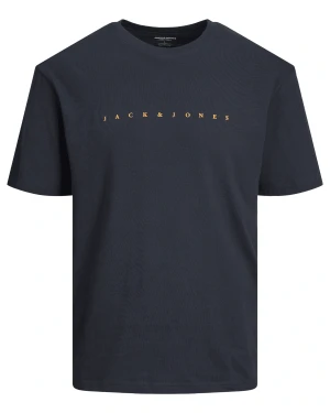 Duża męska koszulka z napisem Jack & Jones 12243625 granatowa (4XL) | 4XL