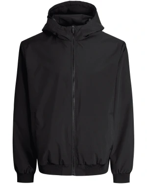 Duża męska kurtka przejściowa z kapturem Jack & Jones 12299592 czarna (6XL) | 6XL