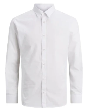 Duża męska gładka koszula długi rękaw Jack & Jones 12200623 biała (7XL) | 7XL