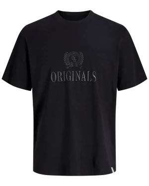Duża męska koszulka z nadrukiem Jack & Jones 12301371 czarna (5XL) | 5XL