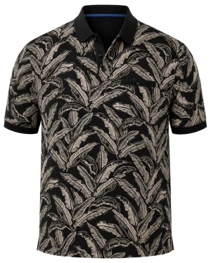 Duża męska koszulka polo wzorzysta z krótkim rękawem Palmer Duke D555 czarna (4XL) | 4XL