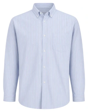 Duża koszula męska w delikatne paski długi rękaw Jack & Jones 12291898 błękitna (7XL) | 7XL