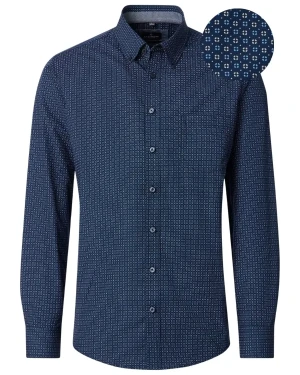 Duża męska koszula wzorzysta długi rękaw Casa Moda 126132090-100 granatowa (4XL) | 4XL