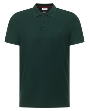 Duża męska koszulka polo gładka z kołnierzykiem Mustang 1018043-6483 ciemnozielona (4XL) | 4XL