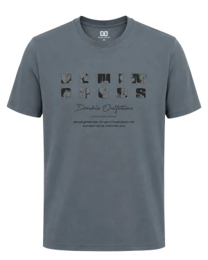 Duża męska koszulka krótki rękaw t-shirt Double Urban Outfitters TS-9131 szaroniebieski (7XL) | 7XL