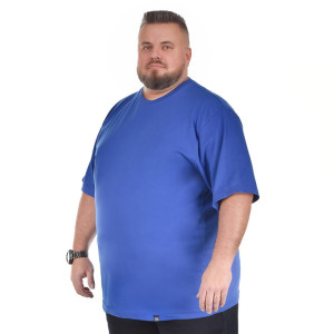 Duża męska gładka koszulka Viking C-neck niebieska (4XL) | 4XL