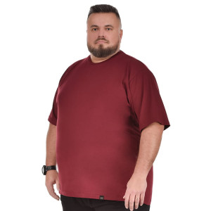 Duża męska gładka koszulka Viking C-neck bordowa (4XL) | 4XL