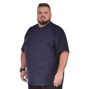 Duża męska gładka koszulka Viking C-neck granatowa (4XL) | 4XL
