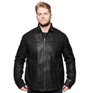 Duża męska skórzana kurtka Replika Jeans 13339B czarna (7XL) | 7XL