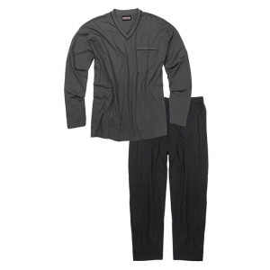 Duża męska piżama Adamo 119252-710 długi rękaw ciemnoszara (5XL) | 5XL