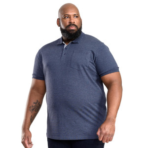 Duża męska koszulka polo gładka Duke D555 Grant denim ciemnoniebieska (6XL) | 6XL
