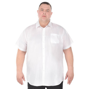 Duża męska gładka koszula krótki rękaw Duke D555 Delmar biała (6XL) | 6XL