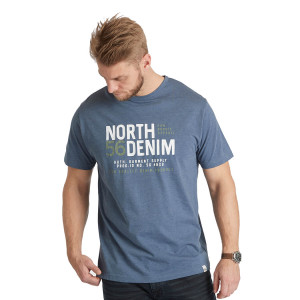 Duży męski t-shirt koszulka z napisami North 56°4 99325 ciemno niebieska (3XL) | 3XL