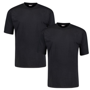 Duża gładka koszulka męska t-shirt Adamo 129420-700 2 pak czarny (10XL) | 10XL