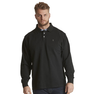 Duża męska koszulka polo na trzy guziki długi rękaw North 56°4 23101B czarna (6XL) | 6XL